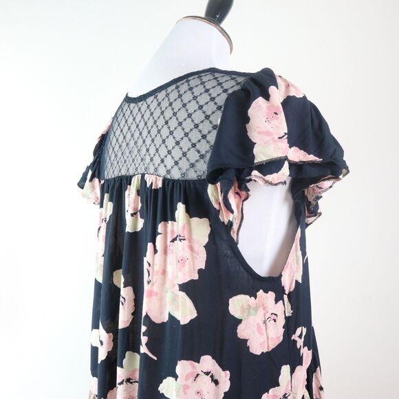 Free People Size M* Tilly Tiered Mini Dress V-Neck Floral Print - Picture 8 of 11